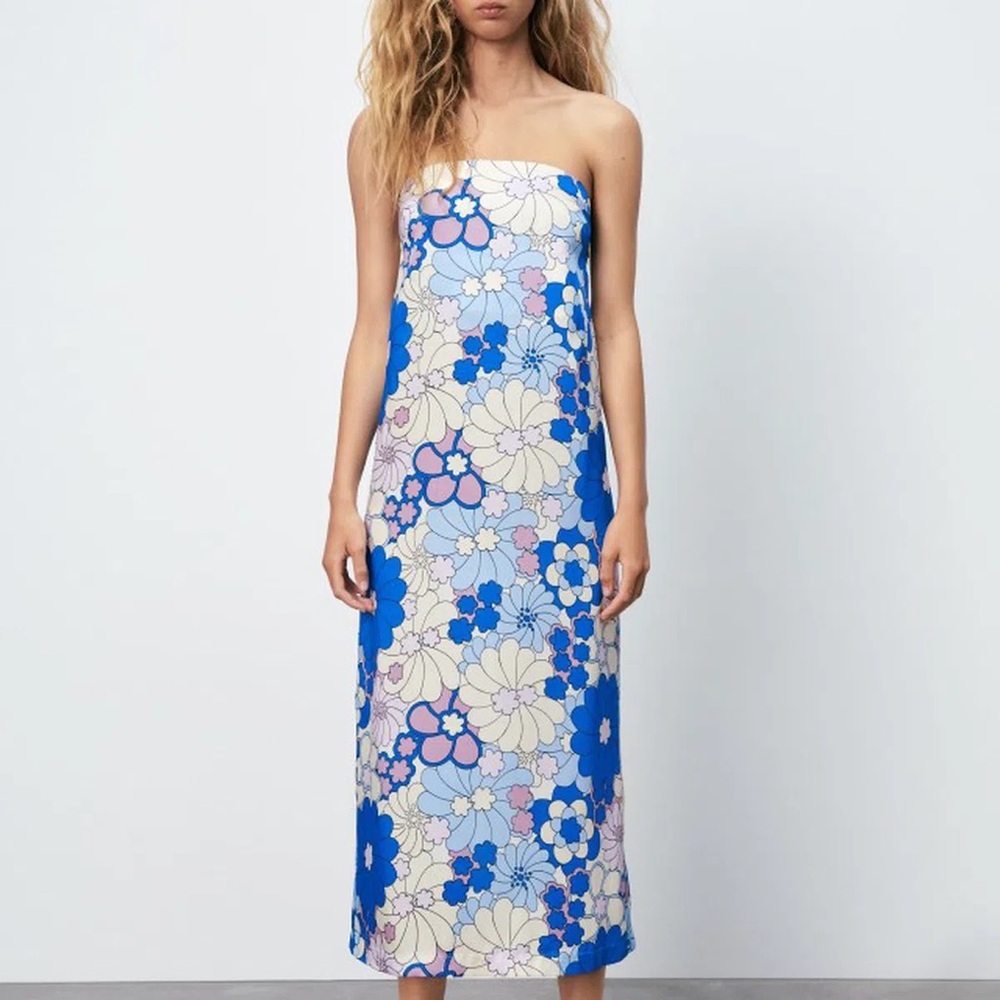 ZARA FLORAL PRINT MIDI DRESS
